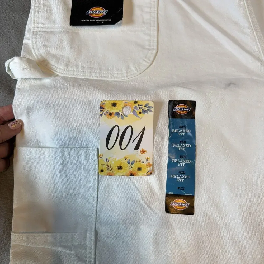 Dickies Men’s New Painter Pants size 46 x 32 Relaxed White Cargo Double Knee